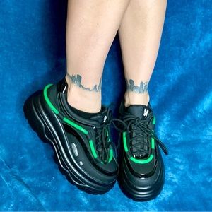 Neon Green & Black Rave Sneakers from Koi Footwear